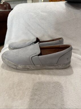Frye Light Gray Suede Slip-On Loafers